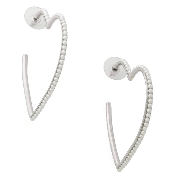 KATE SPADE • Silver Hoop Heart Pearl Earrings